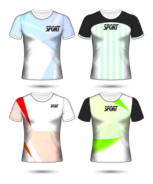一套足球或足球球衣模板t恤风格，设计你的足球俱乐部矢量插图图片下载