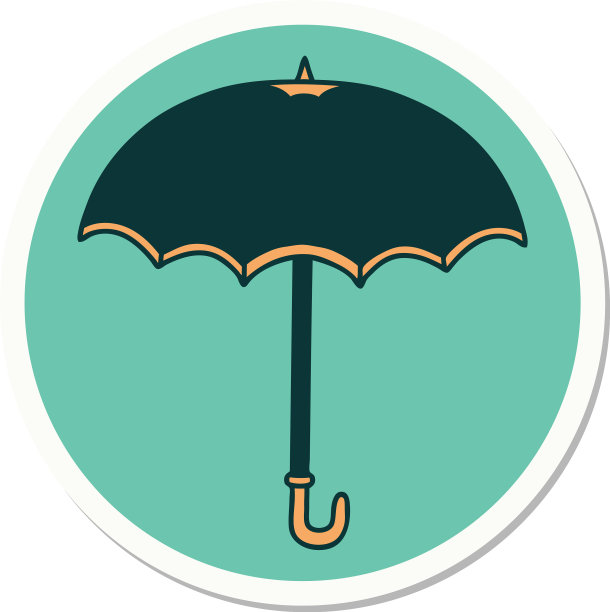 纹身风格雨伞贴纸图片下载