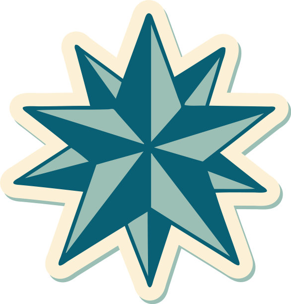 纹身风格贴纸一个星星图片下载