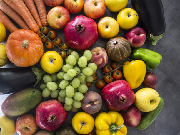 新鲜水果和蔬菜的彩色照片图片下载