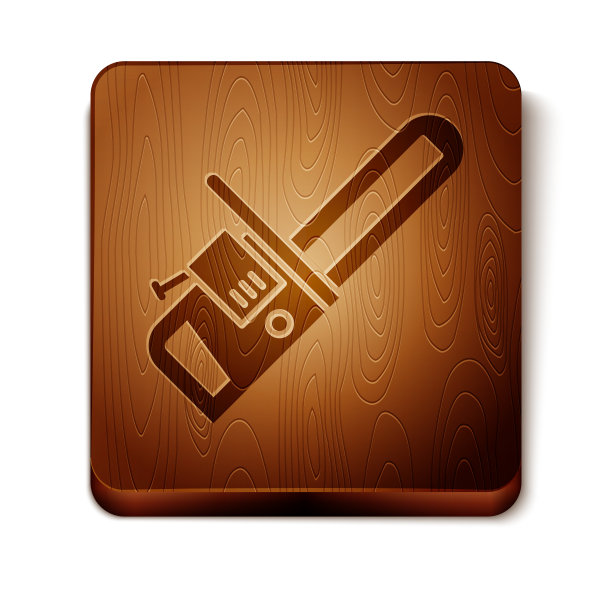 棕色链锯图标孤立在白色背景图片下载