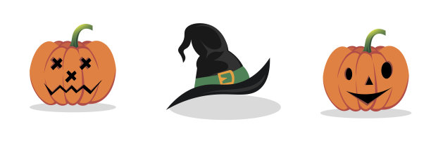 三个万圣节南瓜孤立的白色背景图片下载