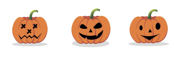 三个万圣节南瓜孤立的白色背景图片下载