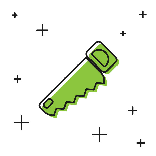 黑色手锯图标孤立的白色背景图片下载