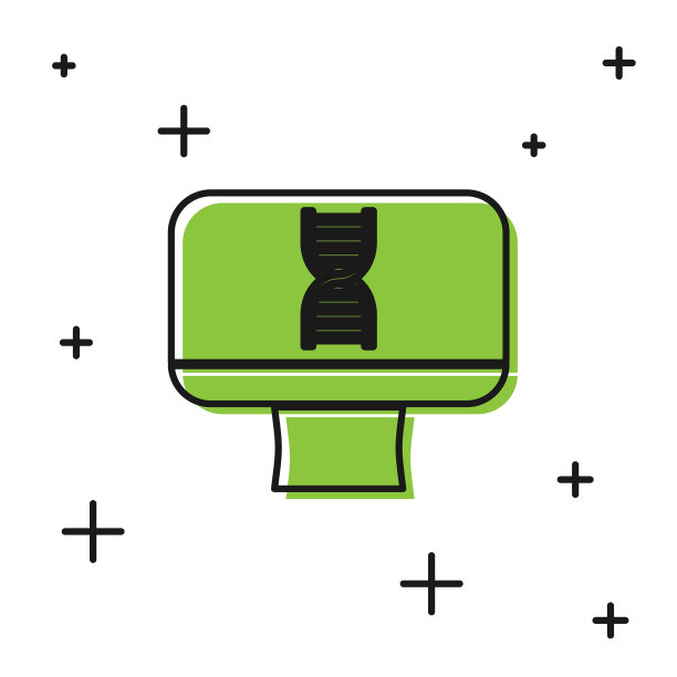 黑色DNA螺旋和电脑显示器图标图片下载