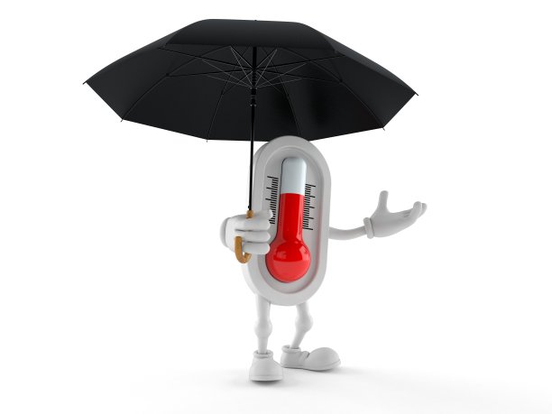 温度计字符撑伞图片下载