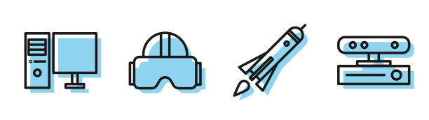 用计算机萤火显示器对火箭船进行划线图片下载