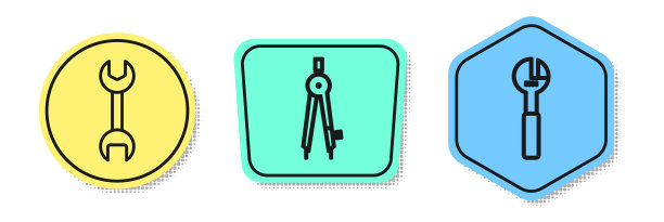 设定线扳手，绘制圆规和扳手图片下载