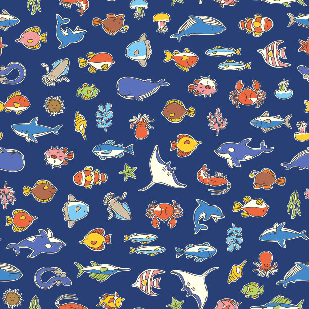 一条漂亮鱼的无缝图案，图片下载