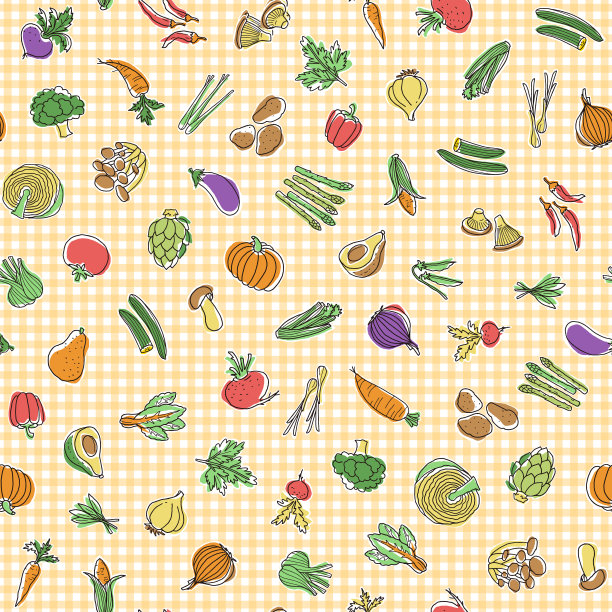 有趣的蔬菜无缝模式，图片下载