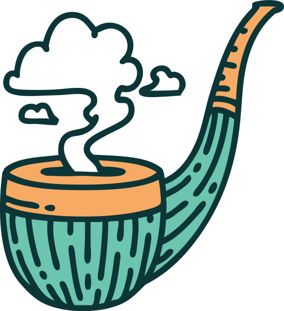 纹身风格的图标吸烟者烟斗图片下载