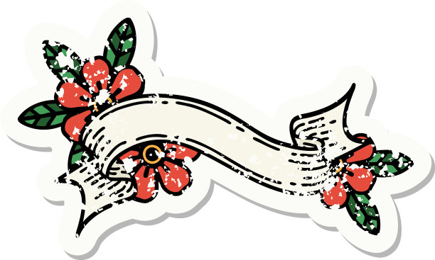 传统的心疼贴纸纹身横幅图片下载