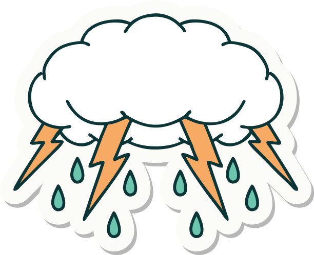 纹身风格贴纸一片乌云图片下载