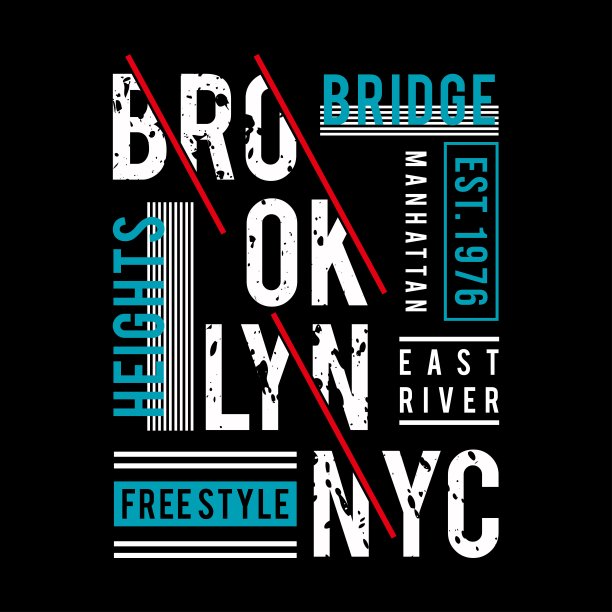 布鲁克林大桥字体设计的t恤图片下载