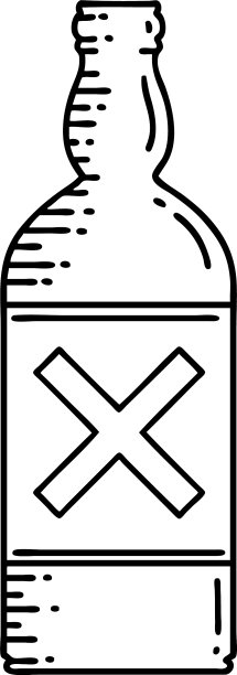 瓶子纹身黑色线条图片下载
