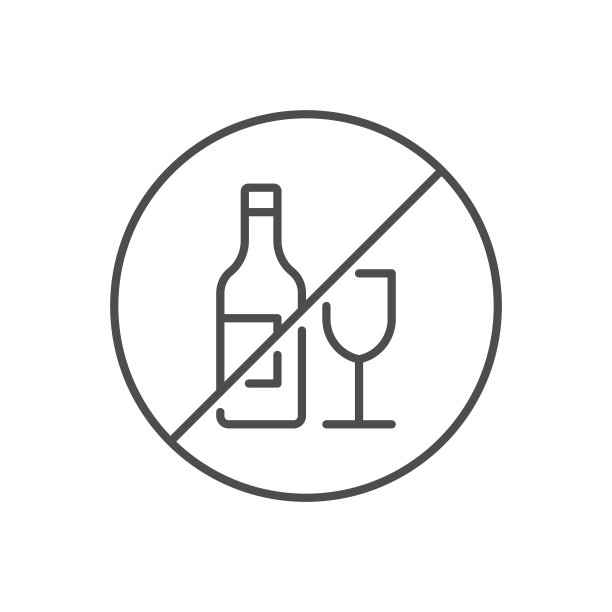 禁止酒精相关细线图标图片下载