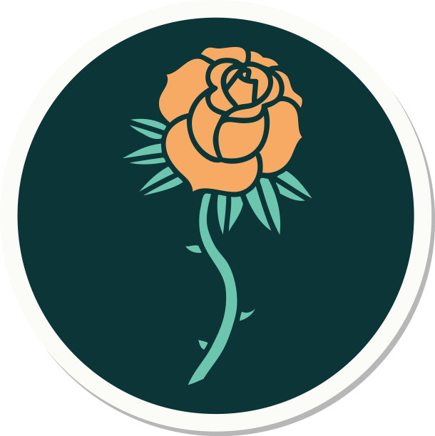 纹身风格贴纸一朵玫瑰图片下载