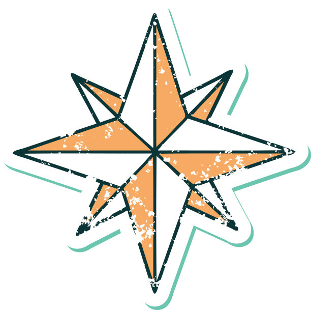 星星做旧纹身风格图标图片下载