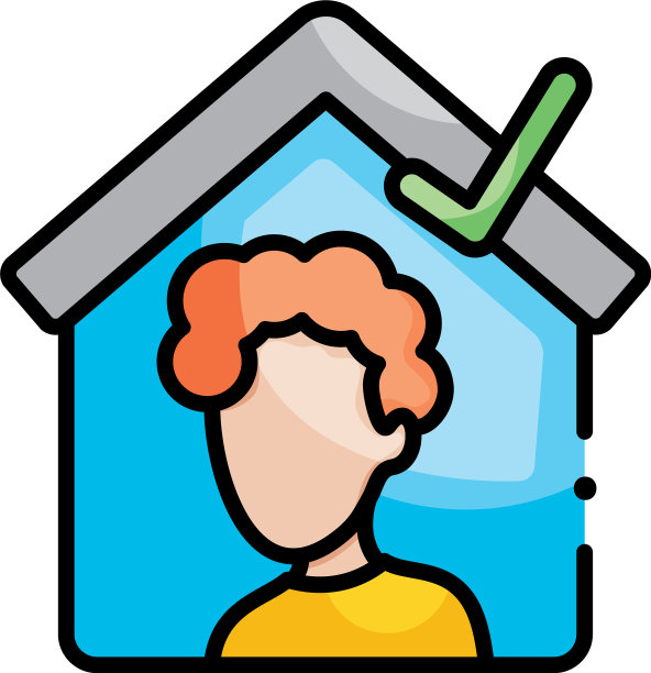 房子与卡通男人图标线颜色风格图片下载