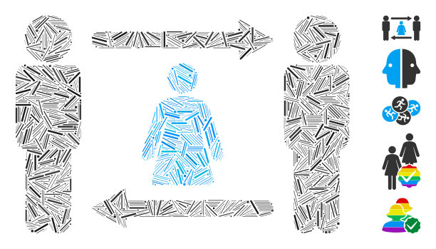 线性人女人交换图标马赛克图片下载