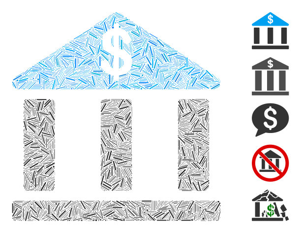 线银行大楼图标拼贴图片下载