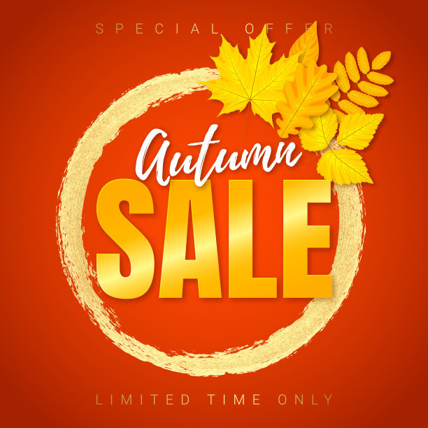 秋天的销售横幅上有金色的圆圈图片下载