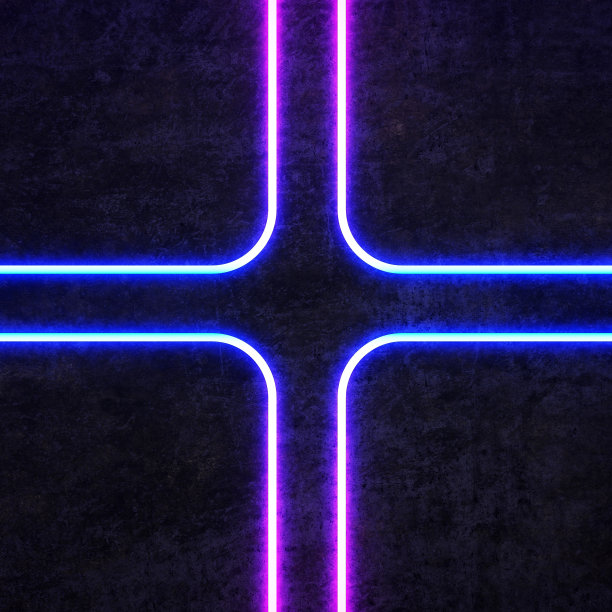 霓虹线在黑色混凝土背景上形成十字准线图片下载