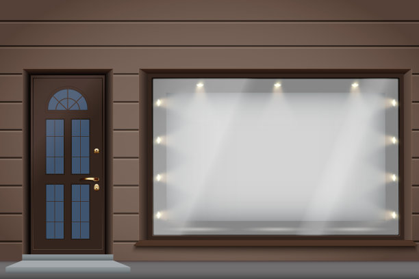 商店正面有大的玻璃店面图片下载