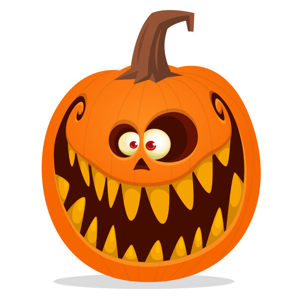 卡通有趣的万圣节南瓜头孤立在白色的背景。矢量图图片下载