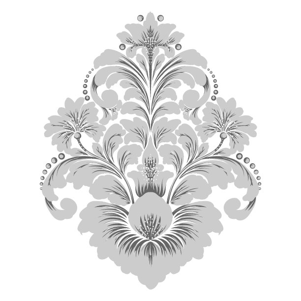 向量大马士革元素。孤立的锦缎中央剖开。古典奢华的老式锦缎装饰，皇家维多利亚纹理的壁纸，纺织品，包装图片下载