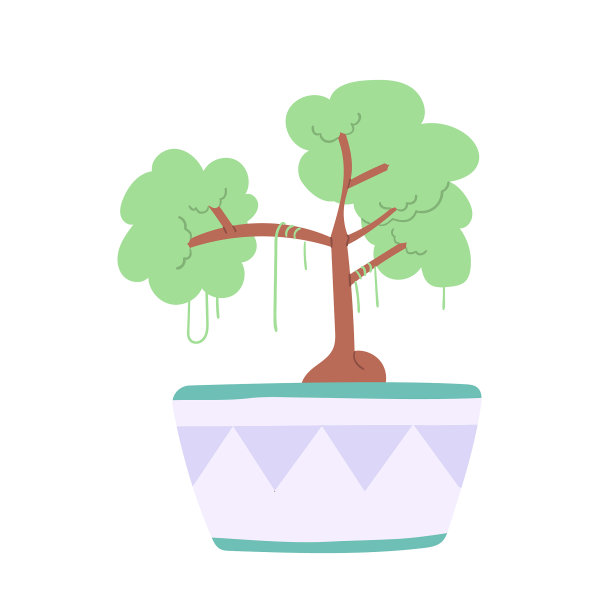 盆景树在花盆画图片下载