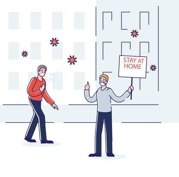 戴口罩的男子预防冠状病毒的概念，警告患病男性呆在家里图片下载