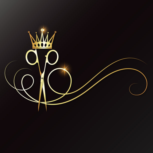 带着一缕头发和金色皇冠的剪刀图片下载