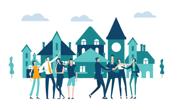 成功的商业人士在城市街道上交谈。交易谈判，项目洽谈，开发新业务。业务概念说明图片下载