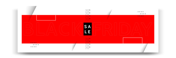 最小现代几何水平黑色星期五销售横幅黑色，白色和红色。图片下载