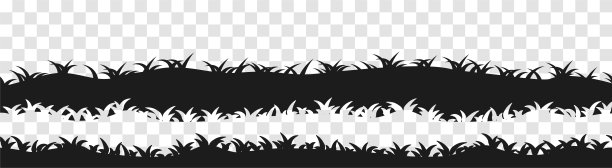 全景无缝草黑色剪影。图片下载