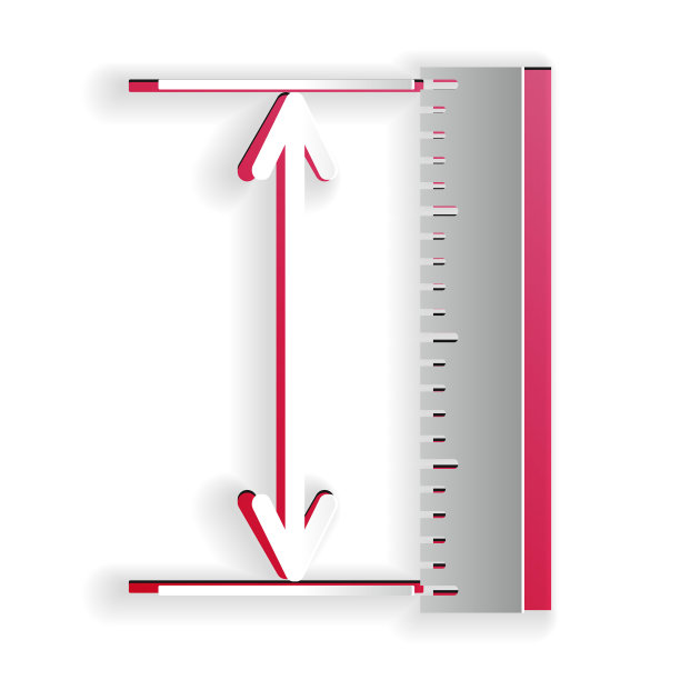 测量高度和长度的图标隔离在白色背景上。尺子、直尺、刻度符号。几何工具。纸艺术风格。向量图片下载