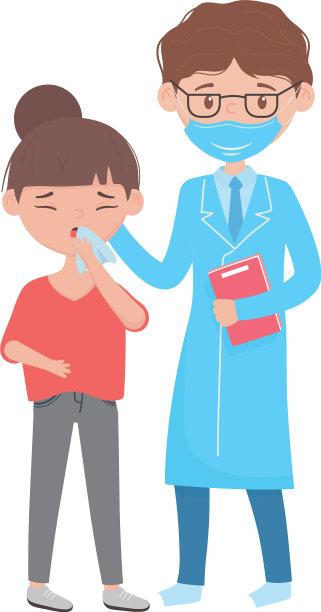 隔离男子医生和女孩干咳图片下载