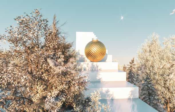 抽象的冬季森林场景。圣诞节的背景。图片下载