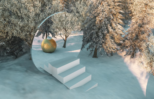 抽象的冬季森林场景。圣诞节的背景。图片下载