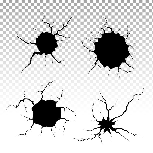地面裂缝。地震和地面产生裂缝、孔洞效应、龟裂和破坏墙体纹理。矢量插图可以用于主题地震，崩溃，破坏图片下载