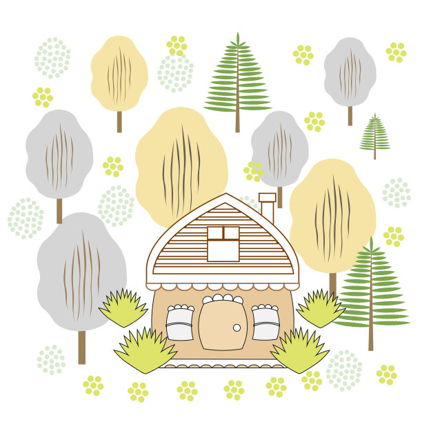矢量插图的房子在一个秋天的花园。图片下载