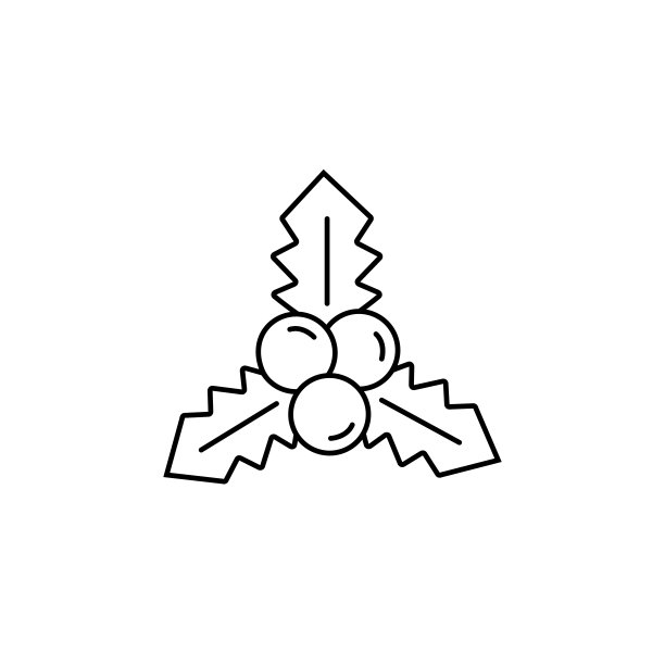 圣诞一品红向量图标在白色的背景线设计图片下载