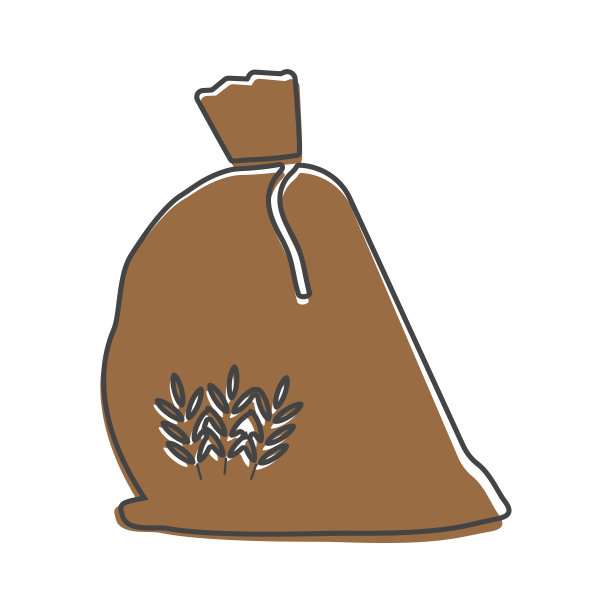 袋面粉矢量图标。谷物小麦，燕麦，黑麦卡通风格的白色孤立背景。图片下载