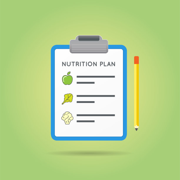 营养计划医疗饮食平面图标设计。饮食计划。剪贴板和苹果。图片下载
