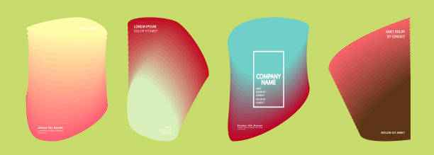 现代封面设计集向量抽象明亮霓虹绿色图案复古风格动态彩色流体纹理半色调梯度线。未来几何形状液体背景极简模板图片下载