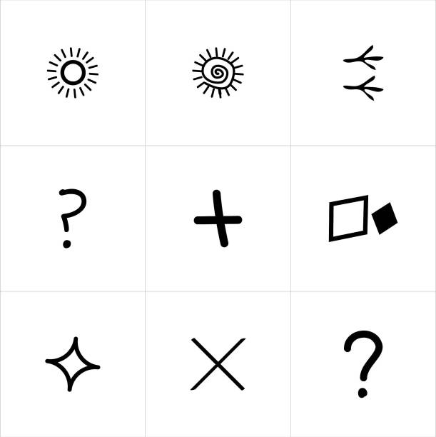 古怪，可爱和有趣的极简图标设置，字符孤立在白色背景在多种颜色，矢量插图图片下载