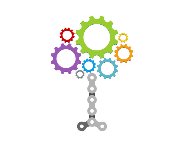 树彩虹齿轮和链条图片下载