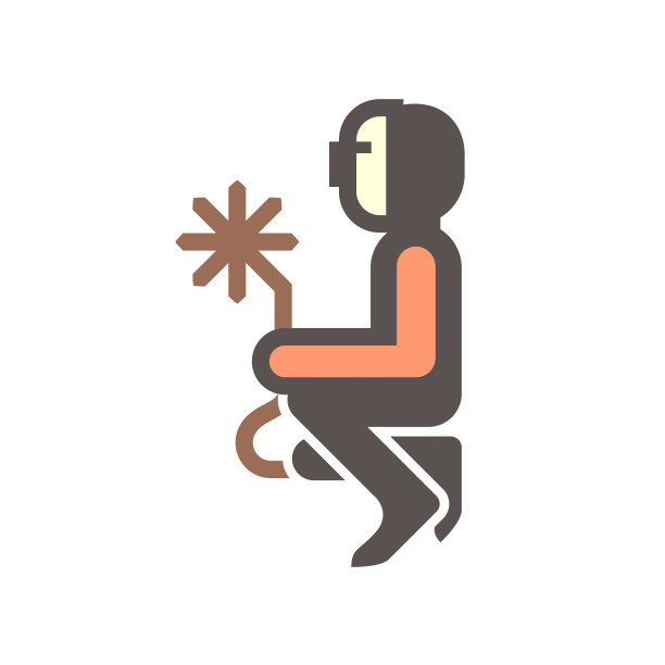 焊工图标和坐焊工作。图片下载