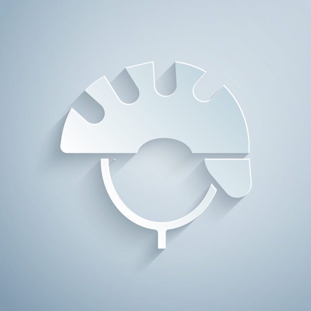 剪纸自行车头盔图标孤立在灰色背景。极限运动。运动设备。纸艺术风格。向量图片下载